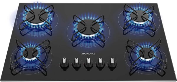 Cooktop a Gás Mondial, 5 Bocas, Bivolt, Preto/Inox - CTG-02